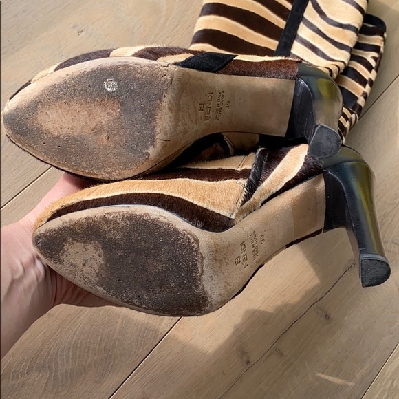 Fendi Boots, real leather, zebra print, pony fur - Picture 5 of 7